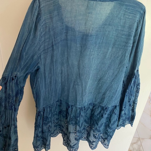 Ivy Jane Blue Blouse with Embroidered Accents - Picture 3 of 5